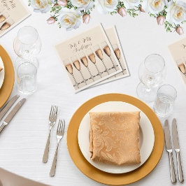 Bruiloft servetten Rij van roze champagne glazen