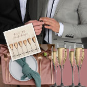 Bruiloft servetten Rij van roze champagne glazen