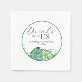 Bruiloft servetten tropische Waterverf palmbladere (Voorkant)