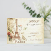 Bruiloft  shabby RSVP kaarten - PARIS FRANKRIJK Kaartje (Staand voorkant)