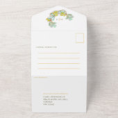 Bruiloft sibbaldia geel bloemenkleurige waterverf  all in one uitnodiging (Buitenkant)