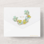 Bruiloft sibbaldia geel bloemenkleurige waterverf  all in one uitnodiging (Achterkant)