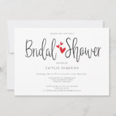 Bruiloft Simpele Rode Harten Calligrafie Kaart (Voorkant)