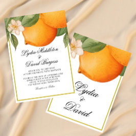 Bruiloft Sinaasappel Citrus Zomer Elegant Kaart