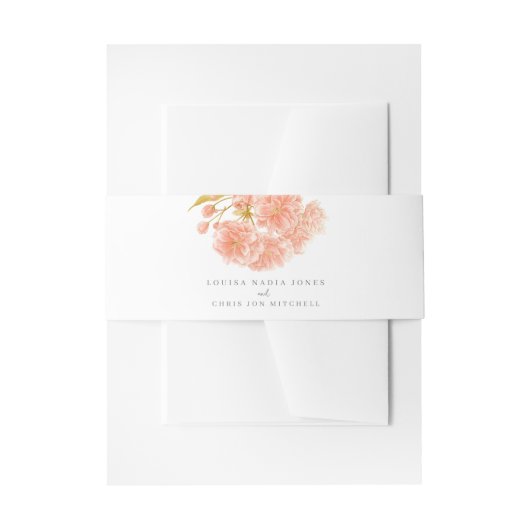 Bruiloft sinaasappel perzik bloesem waterverf op m uitnodigingen wikkel (Voorkant Voorbeeld)