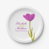 Bruiloft single paarse tulp kunst genaamd papier b papieren bordje (Voorkant)
