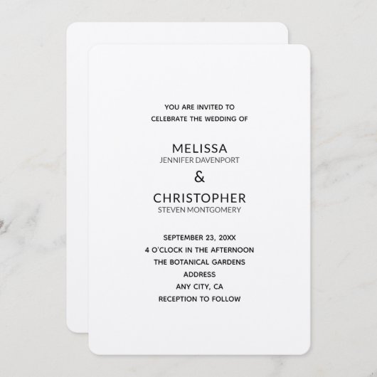 bruiloft sjabloon 2B Kaart (Voorkant / Achterkant)