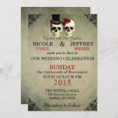 Bruiloft Skelet Bruid Groom Skulls Uitnodiging (Voorkant / Achterkant)