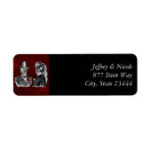 Bruiloft skelet schedels ‘Tot de dood ons deel Etiket (Voorkant)