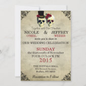 Bruiloft Skeleton Skulls Uitnodiging (Voorkant)