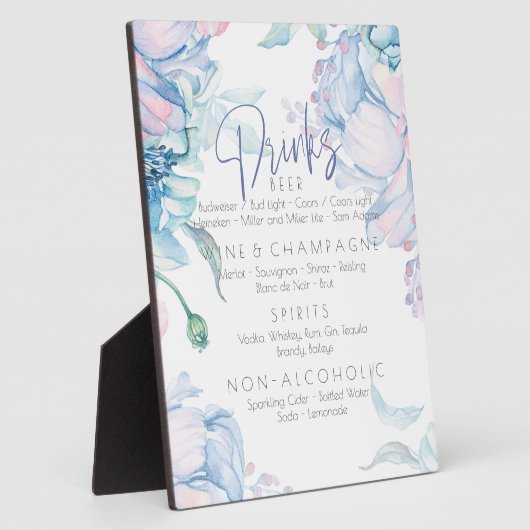 Bruiloft | Sky Blue en Bubblegum Pink Peonies Fotoplaat (Zijkant)