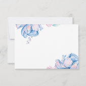 Bruiloft | Sky Blue en Bubblegum Pink Peonies Kaart (Achterkant)