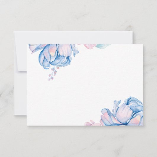 Bruiloft | Sky Blue en Bubblegum Pink Peonies Kaart (Achterkant)