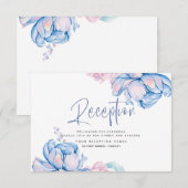 Bruiloft | Sky Blue en Bubblegum Pink Peonies Kaart (Voorkant / Achterkant)