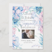 Bruiloft | Sky Blue en Bubblegum Pink Peonies Kaart (Voorkant)