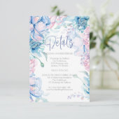 Bruiloft | Sky Blue en Bubblegum Pink Peonies Kaart (Staand voorkant)