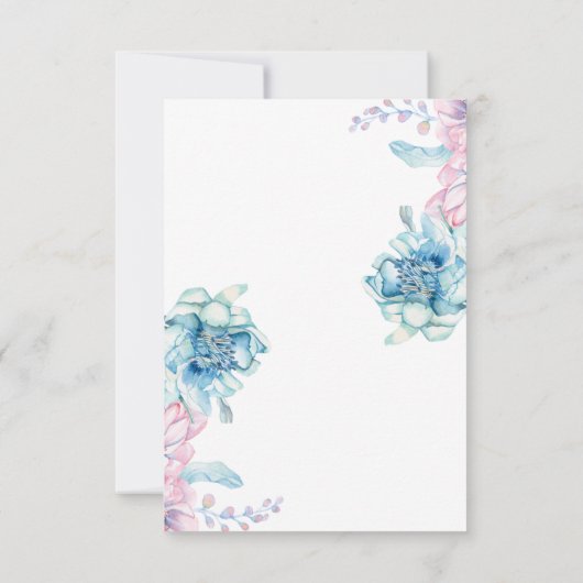 Bruiloft | Sky Blue en Bubblegum Pink Peonies Kaart (Achterkant)