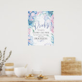 Bruiloft | Sky Blue en Bubblegum Pink Peonies Poster (Keuken)