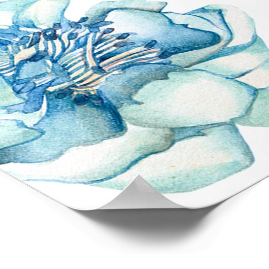 Bruiloft | Sky Blue en Bubblegum Pink Peonies Poster (Hoek)