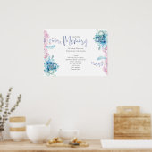 Bruiloft | Sky Blue en Bubblegum Pink Peonies Poster (Keuken)