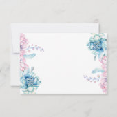 Bruiloft | Sky Blue en Bubblegum Pink Peonies RSVP Kaartje (Achterkant)