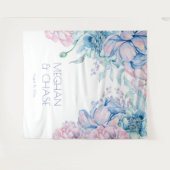 Bruiloft | Sky Blue en Bubblegum Pink Peonies Wandkleed (Voorkant (horizontaal))