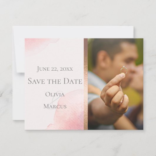 BRUILOFT | Sla de datum op Foto Blush Pink Save The Date (Voorkant)