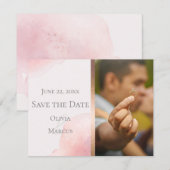 BRUILOFT | Sla de datum op Foto Blush Pink Save The Date (Voorkant / Achterkant)