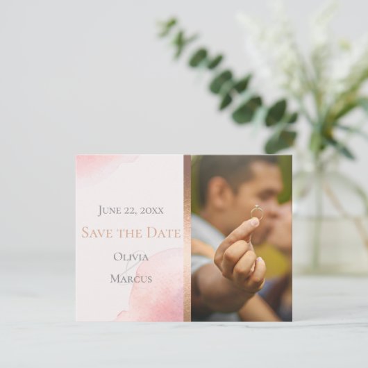 BRUILOFT | Sla de datum op Foto Blush Pink Save The Date (Staand voorkant)