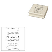 Bruiloft Sla het Datumscript Elegante Tekst Sjablo Rubberstempel (Gestempeld)