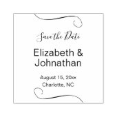 Bruiloft Sla het Datumscript Elegante Tekst Sjablo Rubberstempel (Afrduk)