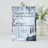 Bruiloft sluier bevroren waterval bruidsmeisje kaart (Staand voorkant)