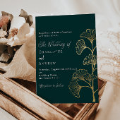 Bruiloft smaragdgroene ginkgo groen goud kaart