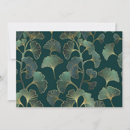 Bruiloft smaragdgroene ginkgo groen save the date (Achterkant)