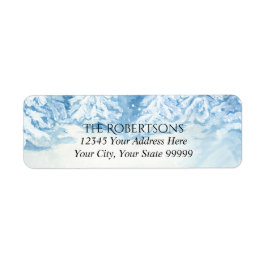 Bruiloft Snowy Trees Waterverf | Retouradres Etiket