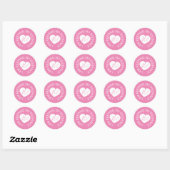 Bruiloft social distancing gastverzorging roze har ronde sticker (Vel)