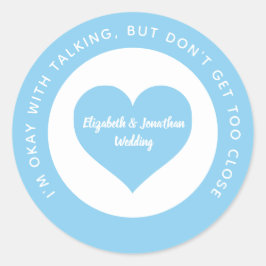 Bruiloft Sociale Afstand Blauw Hart Kleur Code Ronde Sticker