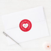 Bruiloft sociale afstand gast zorg rood hart ronde sticker (Envelop)