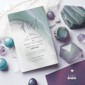 BRUILOFT | Soft Misty Jade en Violet Marble Invit Kaart