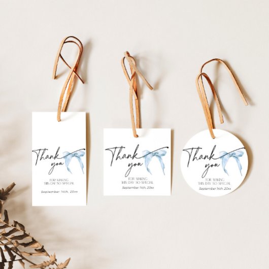 Bruiloft Something Blue Bruidsboog Bedankt Bedankjes Labels