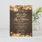 Bruiloft Sparkling Lights Goud Kaart (Staand voorkant)