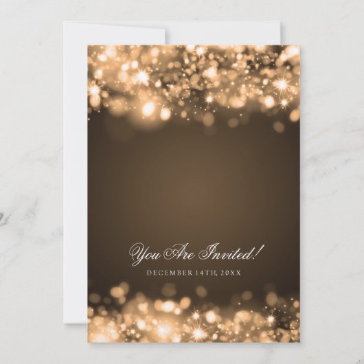 Bruiloft Sparkling Lights Goud Kaart (Achterkant)