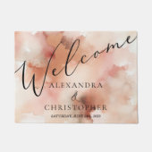 Bruiloft Spel Roos Goud Stof Waterverf Kalligrafie Deurmat (Voorkant)