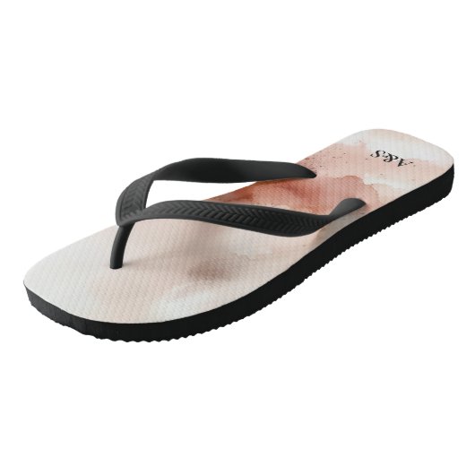 Bruiloft Spel Roos Goud Stof Waterverf Naam Teenslippers (Schuin)