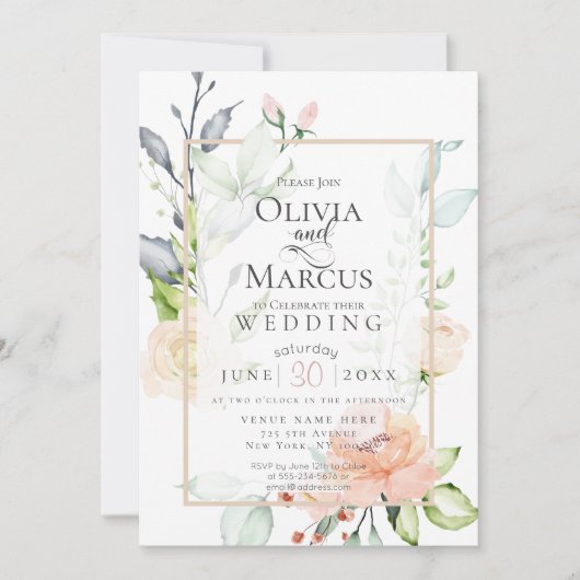 BRUILOFT | Spring Blush Peach roze bloesems Kaart (Voorkant)