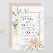 BRUILOFT | Spring Blush Peach roze bloesems Kaart (Voorkant / Achterkant)