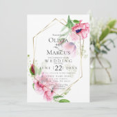 BRUILOFT | Spring Pink Poppy Floral Kaart (Staand voorkant)