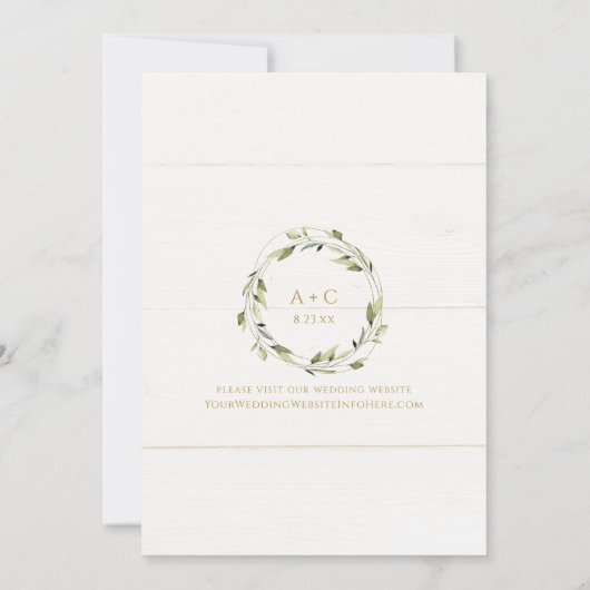 Bruiloft sprookje groen gouden Waterverf wijnstokk Kaart (Achterkant)