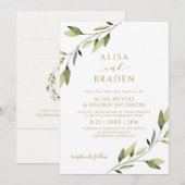 Bruiloft sprookje groen gouden Waterverf wijnstokk Kaart (Voorkant / Achterkant)