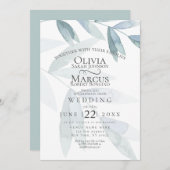 Bruiloft | Stamblauwe Waterverf Eucalyptusbladeren Kaart (Voorkant / Achterkant)